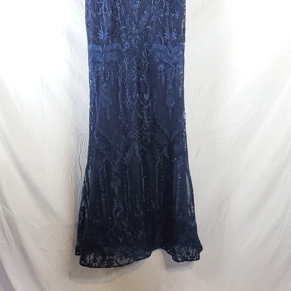 Mori Lee Navy Blue Maxi Dress - Picture 4 of 14